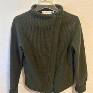 Sparrow Forrest Green 100% Wool Asymmetrical Front Jacket